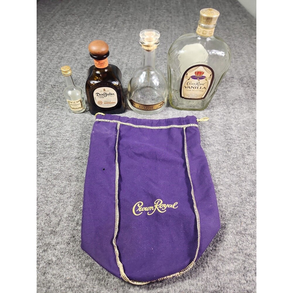 D'USSE Cognac Crown Royal Vanilla Don Julio Tequilla Hennessy Bottle And Bag Lot